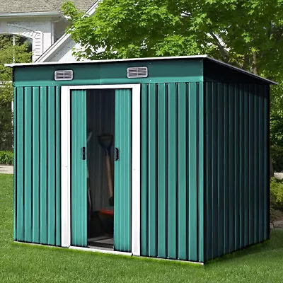 Metal Shed Pent Roof Garden Shed 6x4 8x4 5x3ft Outdoor Log Tools Storage House • £175.99