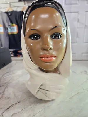 Vintage 1960s Marwal Chalkware Head Bust With Head Scarf Hijab • $29.99