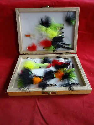 A Good Wooden Fly Box + Collection Of Reservoir/lake Fly Lures • $31.56