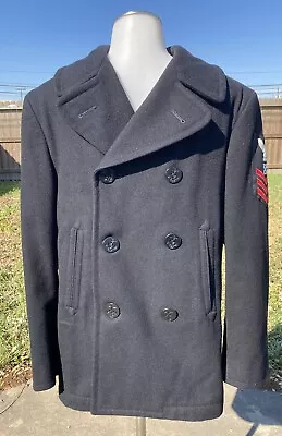 Vintage U.S. Navy Enlisted Men’s Peacoat Pea Coat Overcoat Size 34S • $69.99