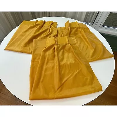 Vintage 1960s Curtain Pleated Sheer Panel Golden Yellow Pair Or Single • $45