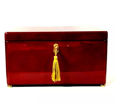 Beautiful Red Laquered Musical Jewelry Box W/Key Plays For Elise By Beethovan • $62.88