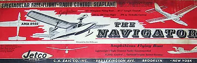 Jetco NAVIGATOR PLAN + PATTERNS & CONSTRUCTION ARTICLE For 52  RC Model Seaplane • $42.64