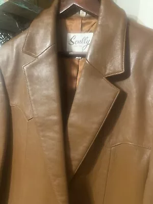 Scully Leather Men's (46-L) ANTIQUE BROWN Western LAMBSKIN Blazer  501 (Mint) • $224.99