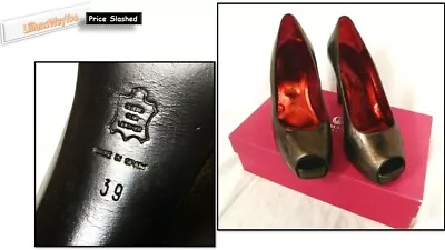 Jaime Mascaro Bronze/Brown Leather Open Toe Platform Heels UK Size 6 EUR 39  • £25