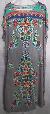 Blue Illusion Dress Size 5 XXL Kaftan Cruise Resort Cover-up Long PLUS • $35