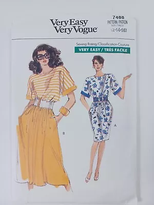 Vogue 7488 Misses Petite Dress Very Easy Sewing Pattern Size 12 14 16 Uncut • $9.98