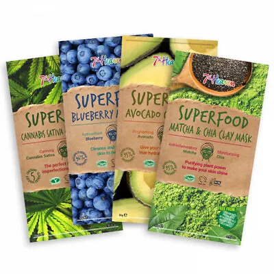 7th Heaven SUPERFOOD FACE MASK PEEL CLAY MUD PACK SINGLE Or 4 PACK LADIES FACIAL • £3.45