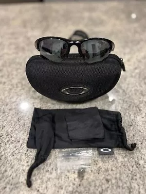 OAKLEY Half Jacket Wrap Black Half Rim Sunglasses 03-650 W/ Free Shipping! • $73.95