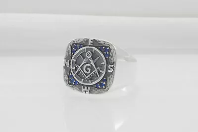 Masonic Symbol Compasses Ring Handmade G Letter Signet Freemason Jewelry • £103.57