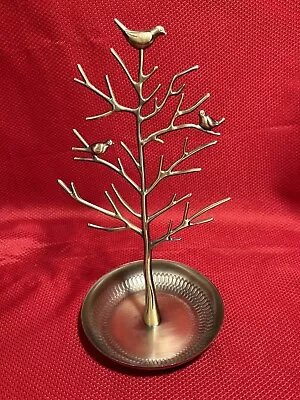 Jewelry Display Tree With Birds On Branches Antique Brass Color 11.5” Tall • $14.95