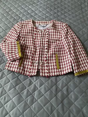 LIMITED COLLECTION At M&S Red/cream Cropped  Cotton Blend Jacket Size UK 12 • £7.99