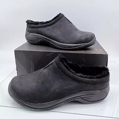 Merrell Mens Encore Chill 2 Wide Shearling Clogs Mules Black Leather US 11 Wide • $72.97