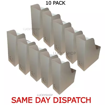 £11.50 • Buy 10 PACK White Magazine Office File Organiser Holder Paper Storage Box Folder