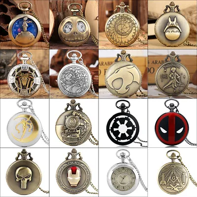 Steampunk Vintage Men's Quartz Pocket Watch With Necklace Chain Birthday Gifts • $4.64