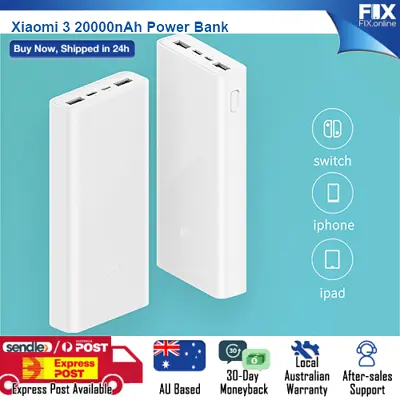 $65.79 • Buy Xiaomi 3 PLM18ZM 20000mAh QC3.0 Power Bank Dual Output USB Portable Fast Charger