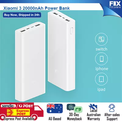 $65.79 • Buy Xiaomi 3 PLM18ZM 20000mAh QC3.0 Power Bank Dual Output USB Portable Fast Charger