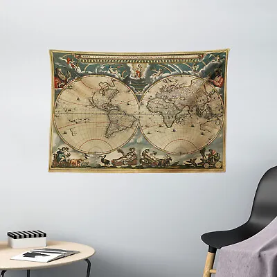 $27.99 • Buy Vintage Tapestry Old Map Ancient World Print Wall Hanging Decor 60Wx40L Inches