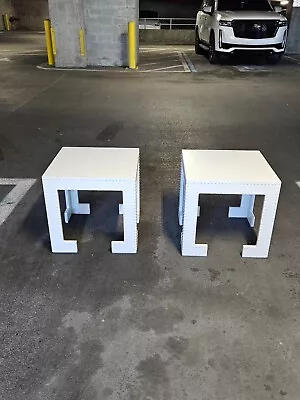 Jacques Garcia For McGuire  Studded Powder Coated Chi Chi Side Tables - A Pair • $1600