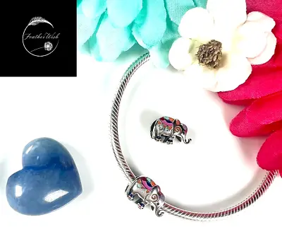 Genuine 925 Sterling Silver Lucky Elephant Animal Bead Charm For Bracelets • £16.49