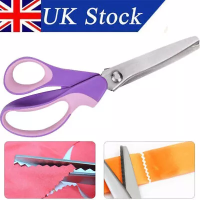 Stainless Steel Pinking Shears Dressmaking Scissors Crafts Cut Zig Zag Scissors • £6.59