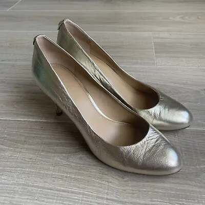 MICHAEL Michael Kors Sz 9 M High Heel Pumps Pointed Toe Shoes Metallic Gold  • $27.97