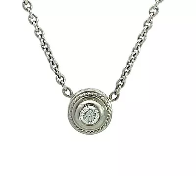 Penny Preville Diamond Platinum Solitaire Pendant & Chain Necklace • $1899