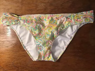 Victoria’s Secret Ruched Bikini Bottom Size L Gold Accent NWOT • $8.92