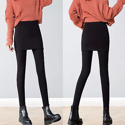 Women Leggings Slim Fake Two Piece Korean Style Skirted Pants Autumn Winter • $28.71