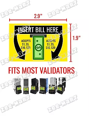 (5) Bill Validator/Bill Acceptor Stickers - $1 $5 $10 $20 - MEI Coinco ICT • $19.99