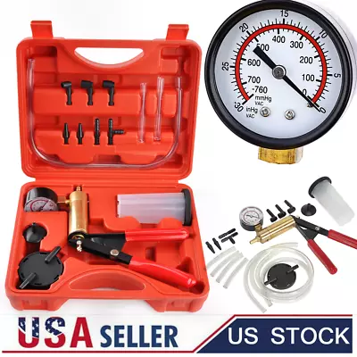 Manual Hand Held Brake Bleeder With Vacuum Gauge Pressure Pump Tester Kit • $21.99