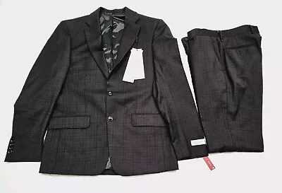 CALVIN KLEIN Men's 40R Jacket 33x32 Pants Slim Fit Wool Suit Eggplant 2 Piece • $129.99