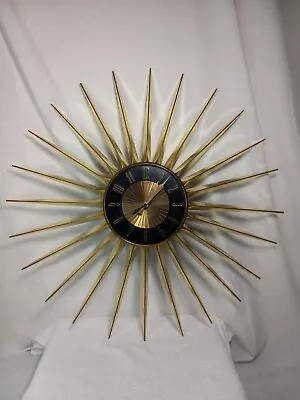 Vintage Elgin Starburst Black/gold Wall Clock  Atomic Mid Century Mod 24  WORKS • $333