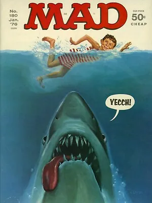 1976 Mad Magazine #180 Themed NEW Metal Sign: Alfred E. Neuman W Jaws Shark • $19.88