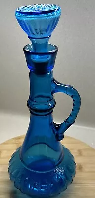 Vintage Blue Glass Genie Bottle Liquor Decanter  Jim Beam • $50.94