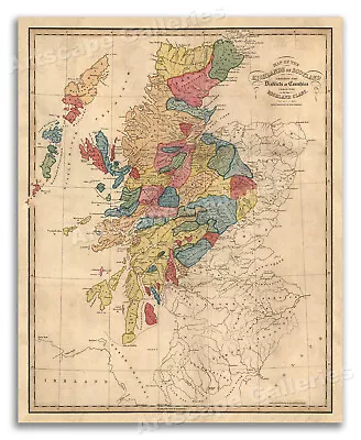 1822 Map Of The Highlands Of Scotland And Scottish Highland Clans - 16x20 • $13.95