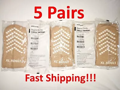5 Pair McKesson XLarge Tan Non Skid Hospital Travel Slipper Socks • $11.99