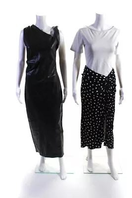 Zara Womens Polka Dot Ruched Back Slit Maxi Skirt Dress Black Size S Lot 2 • $42.69