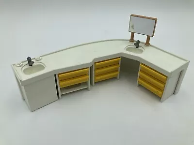 PLAYMOBIL HOSPITAL - Worktop & Dentist Drawers Sink Mirror - Yellow Vintage Doll • $14.99