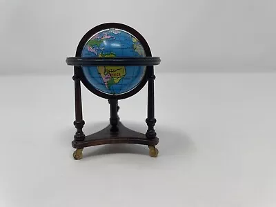 Vintage Miniature Dollhouse 2” World Globe On A Wooden Stand- Marked Taiwan • $34.99