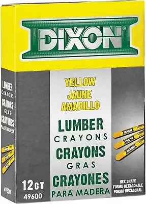 DIXON Industrial Lumber Marking Crayons 4.5  X 1/2  Hex Yellow 12-Pack (49600 • $13.68