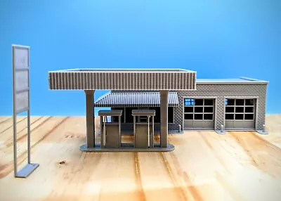 HO Scale - 90s Gas Station And Oil Change Shop - 1:87 Scale Building • $38.99