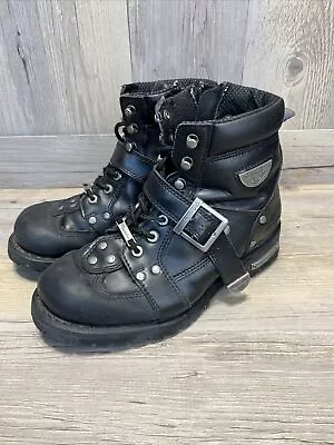 Milwaukee Road Captain Men Size 8D Black Leather Motorcycle Boots Freedom Flex • $49.95