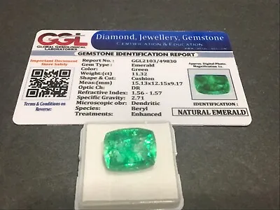 11.32 Cts. Natural Muzo Colombian Emerald  FAST SHIPPING FROM USA Lot 926 • $19.99