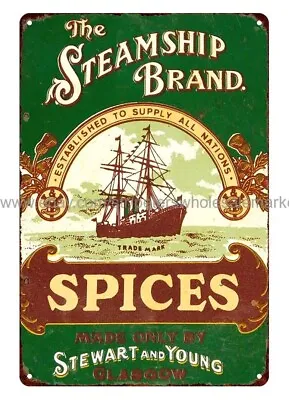 Decorative Wall Accessories STEAMSHIP BRAND SPICES Metal Tin Sign • $18.92