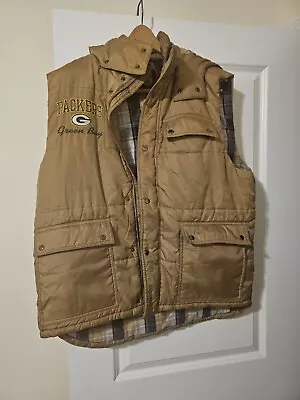 Green Bay Packers Bubble Brown Coat Vest Large • $38