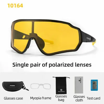 ROCKBROS Bicycle Cycling Polarised Sunglasses Bike Eyeglass Sport Glasses Yellow • $28