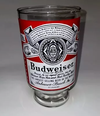 Vintage 1970's Budweiser Large 32 Oz Pedestal Foot Lager Beer Glass Cup • $14.99