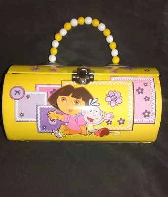 CUTE! Dora The Explorer Round Tin Purse W/ Beaded Handle  Purse Or Lunch Boxl • $20