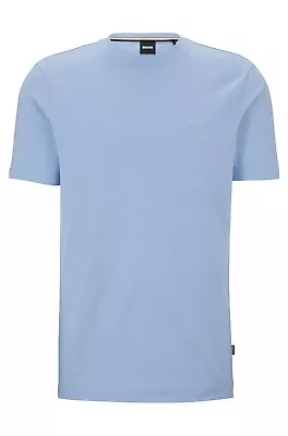 BOSS Thompson Cotton T-Shirt With Logo In Light Blue Regular Fit - Size M • $58.60